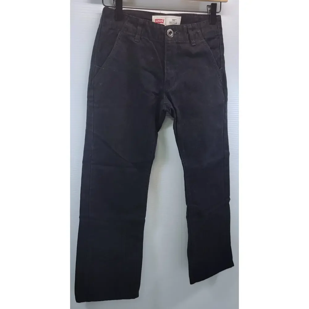 L) Boys Levi's 505 Size 8 Regular Cotton Velour Black Pants W24